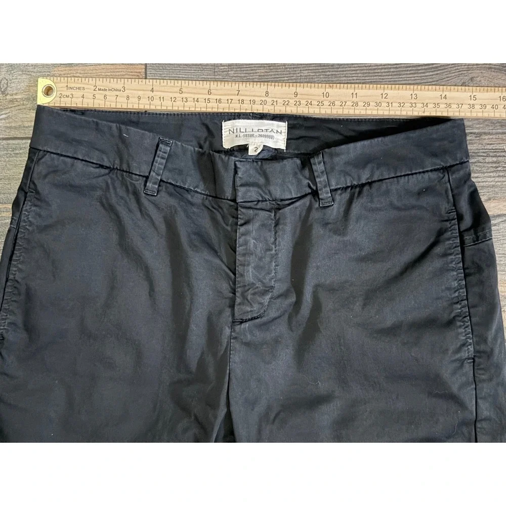 Nili Lotan Black Cotton Slim Fit Crop Chino Trousers Pants Size 2 USA 2609988‎